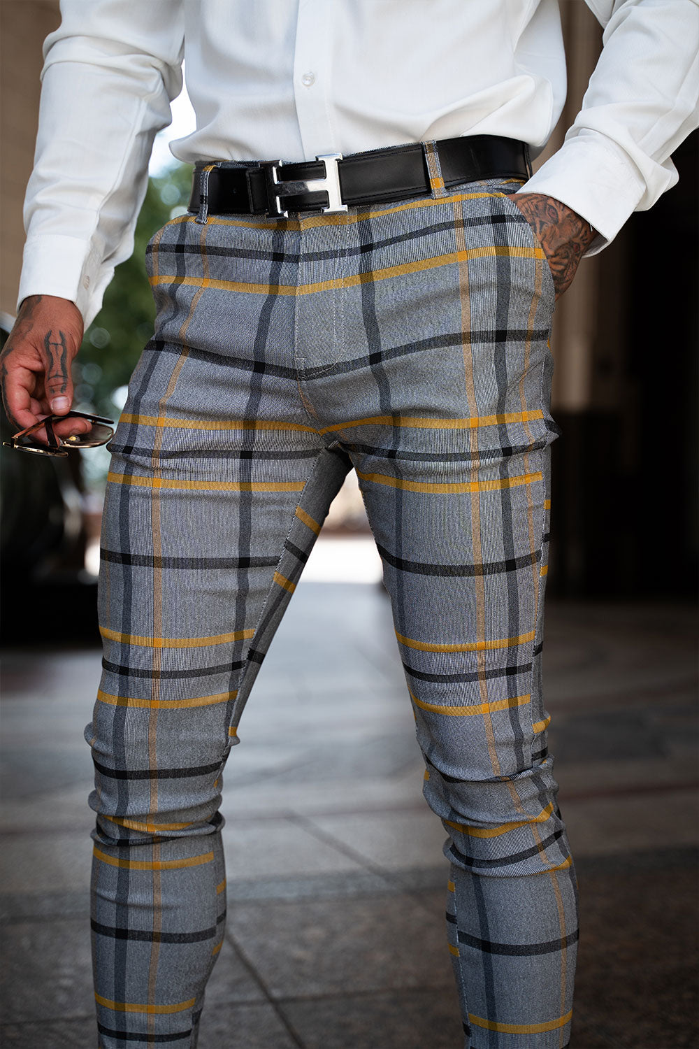 Men's Striped Skinny Pant - Grey