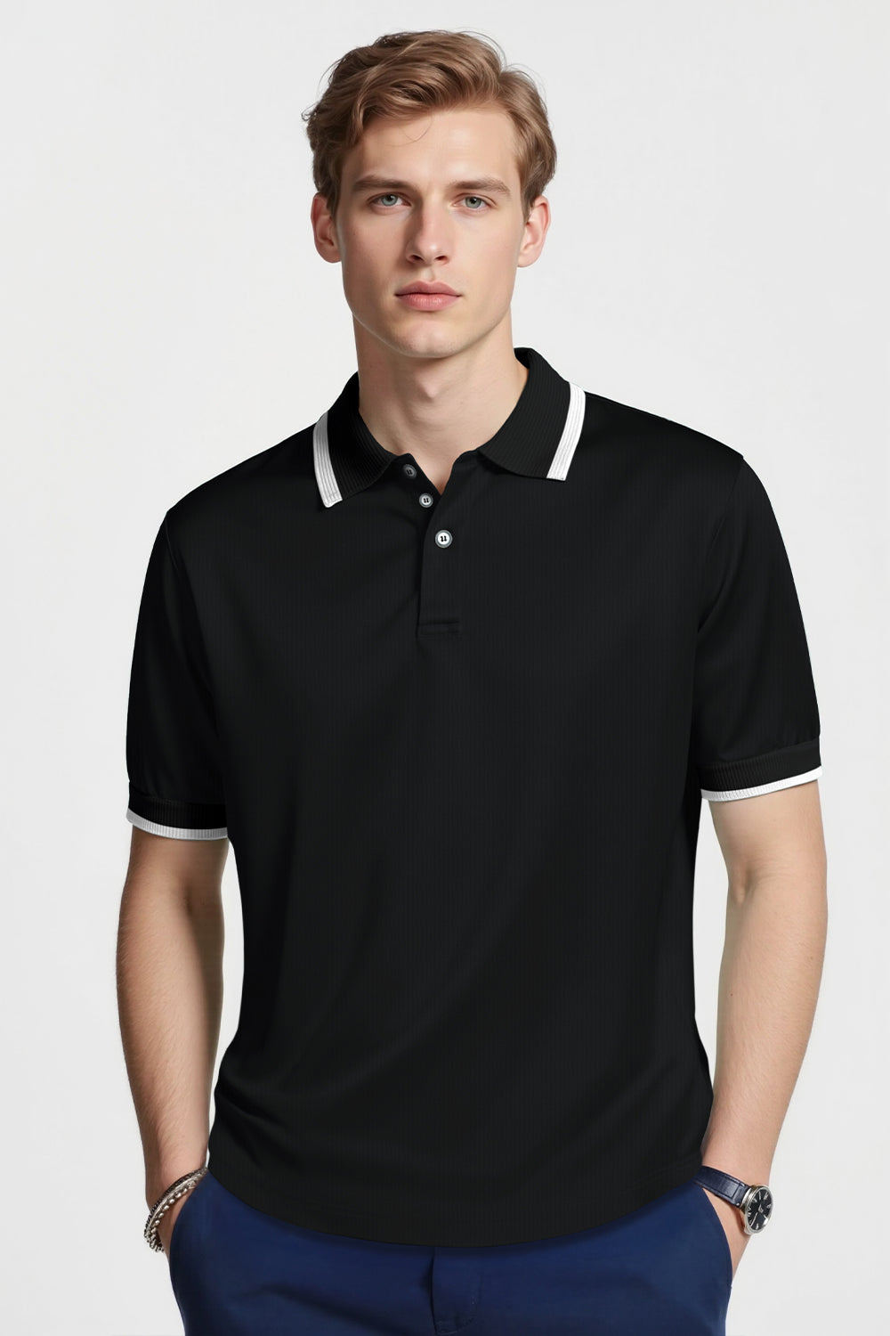 Men's High Quality Slim Fit Polo Shirt - Black