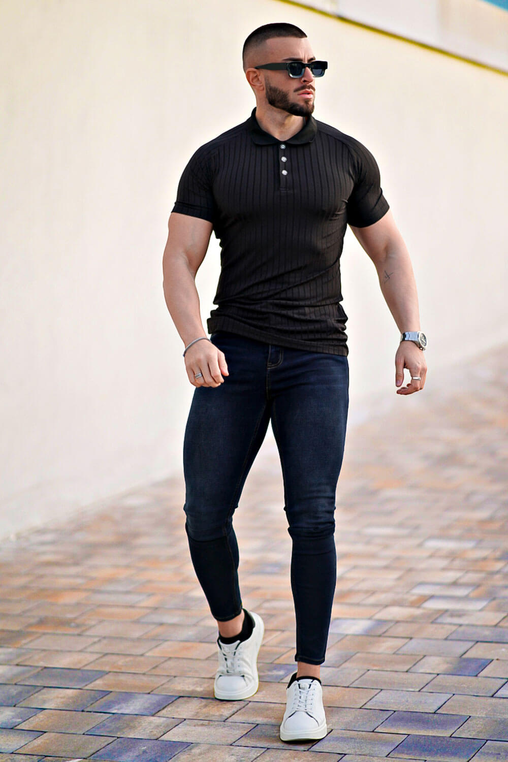 Men's Slim Fit Short Sleeve Polo Shirt - Black