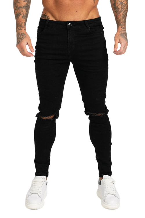 Black Ripped Jean On Knee