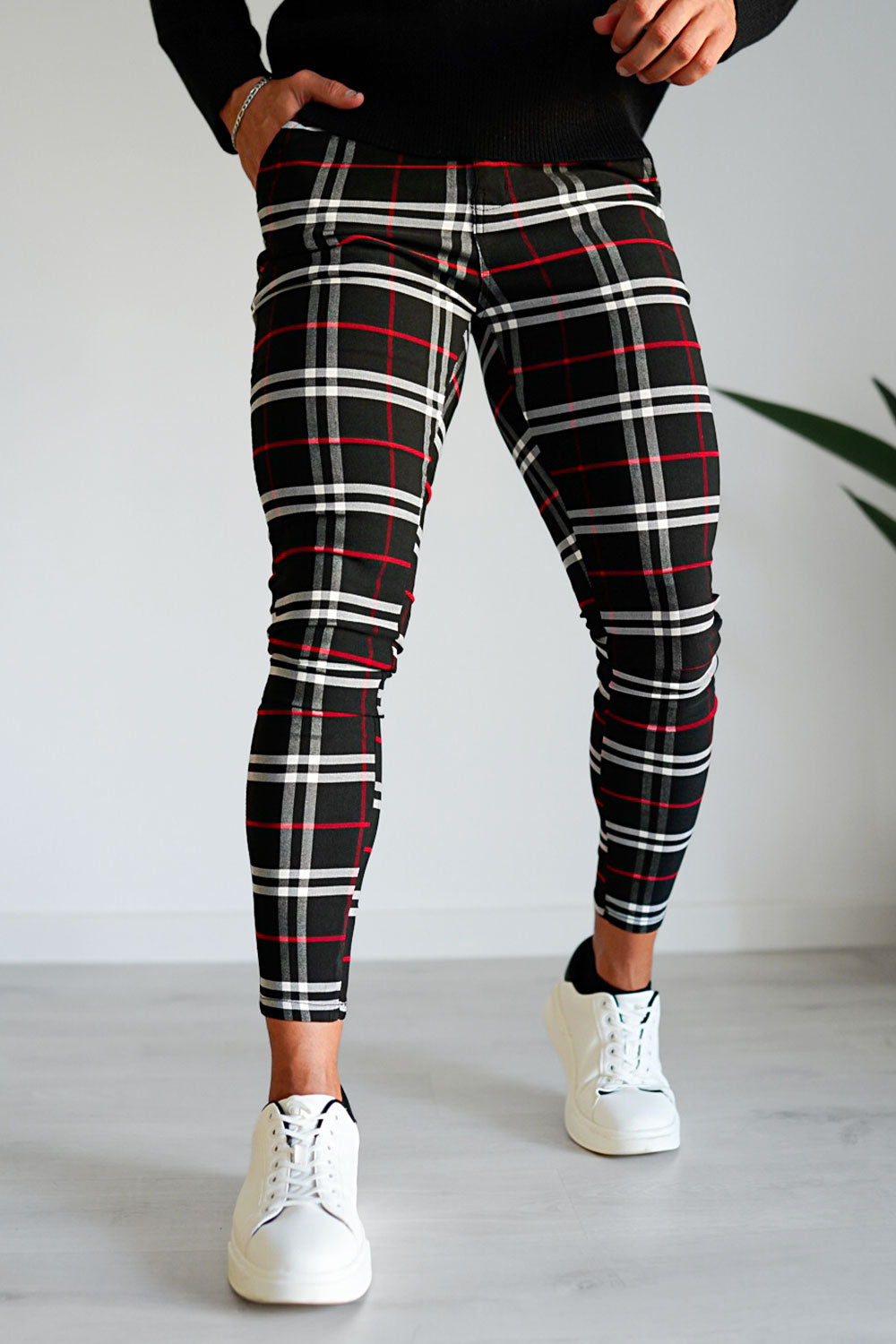Men's Plaid Pant - Black And Red