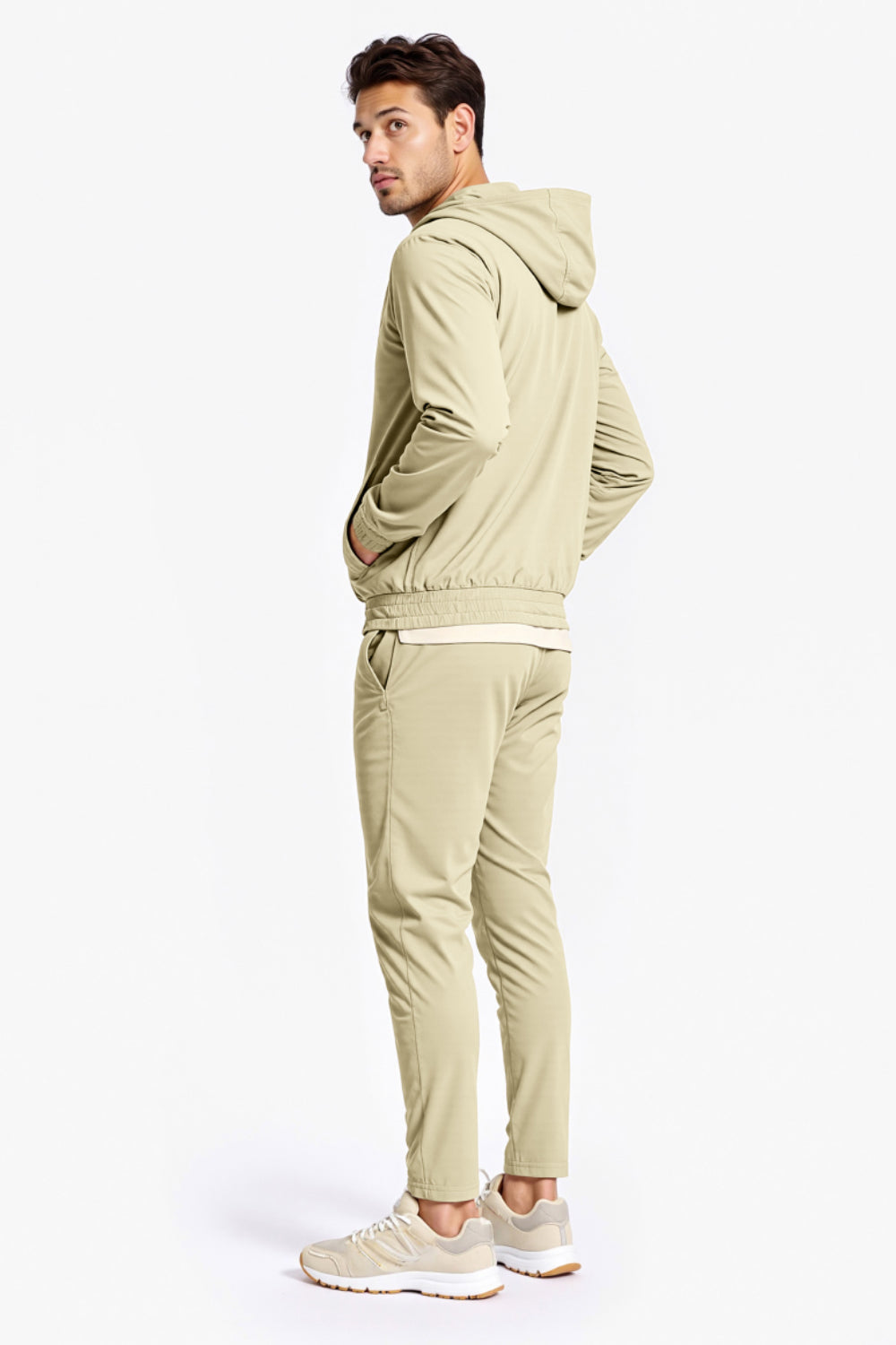 Men's Casual Hoodie Set - Beige
