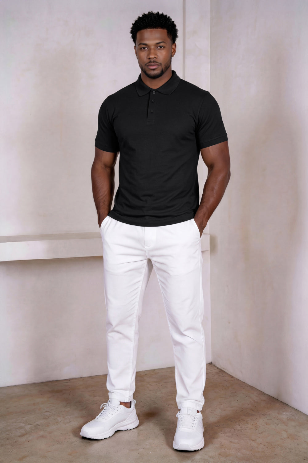 Men's Mercerized Cotton Short-Sleeved Polo Shirt - Black