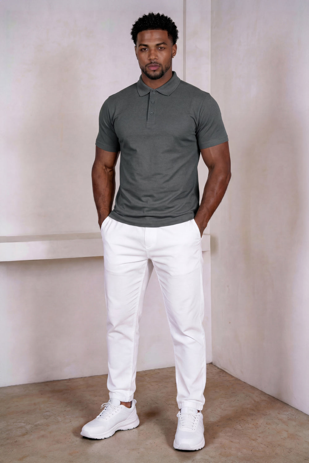 Men's Mercerized Cotton Short-Sleeved Polo Shirt - Grey