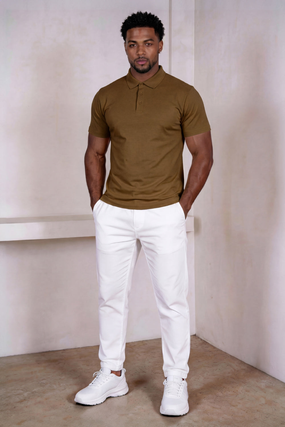 Men's Mercerized Cotton Short-Sleeved Polo Shirt - Brown