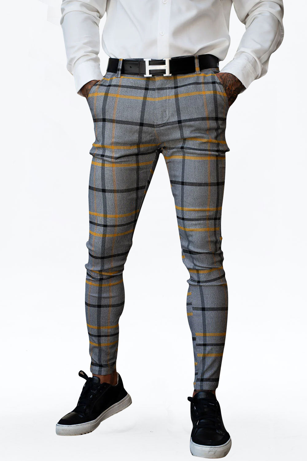 Men's Striped Skinny Pant - Grey