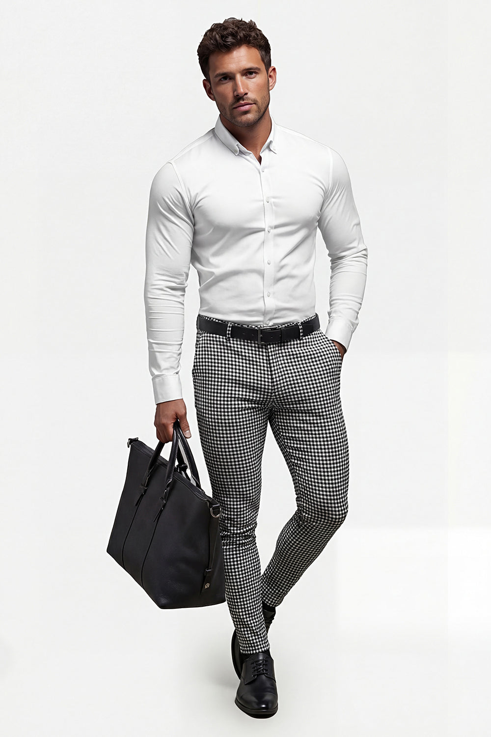 Men's Plaid Pant - Black & White