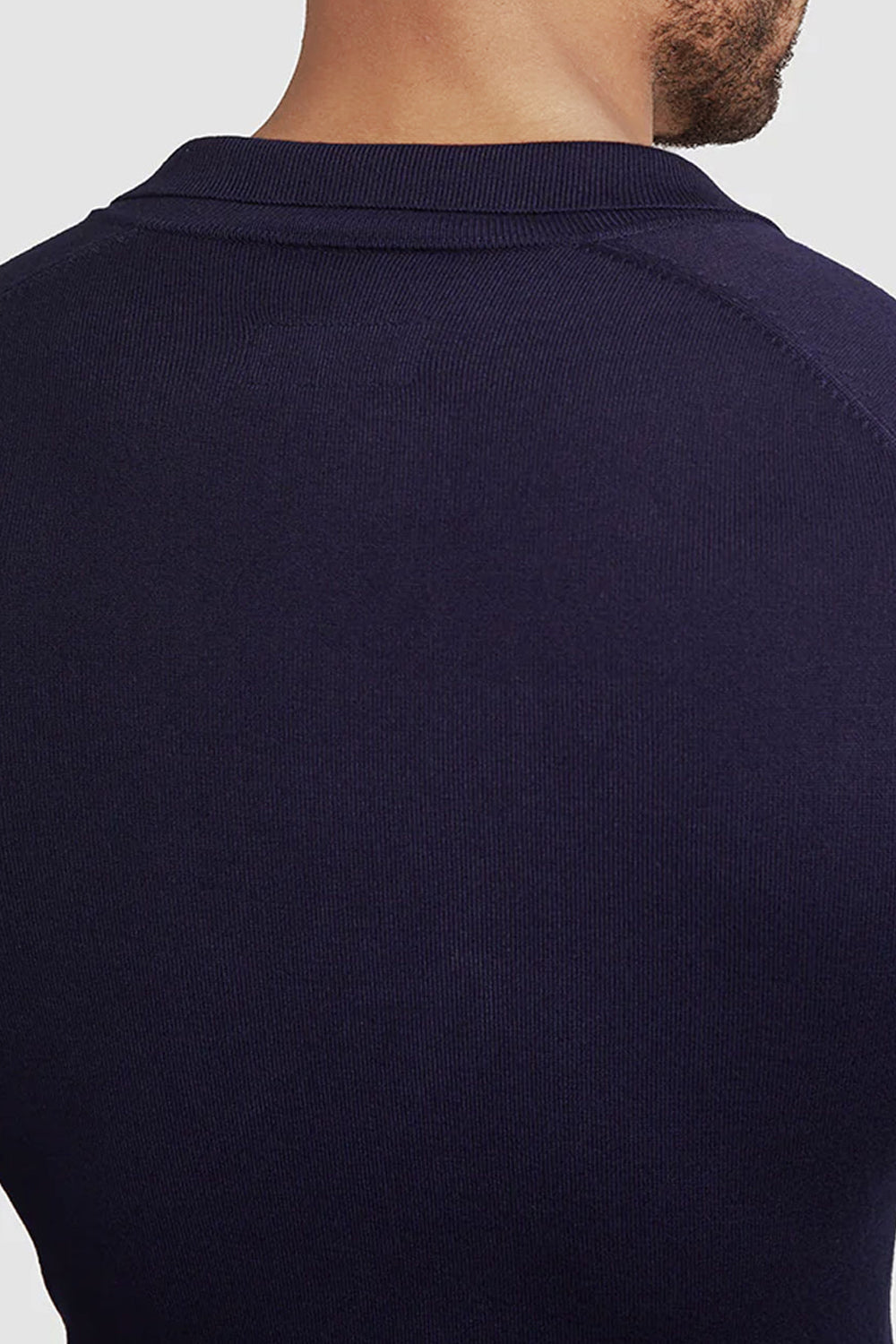 Men's Slim Fit Long Sleeve Polo Shirt - Navy Blue