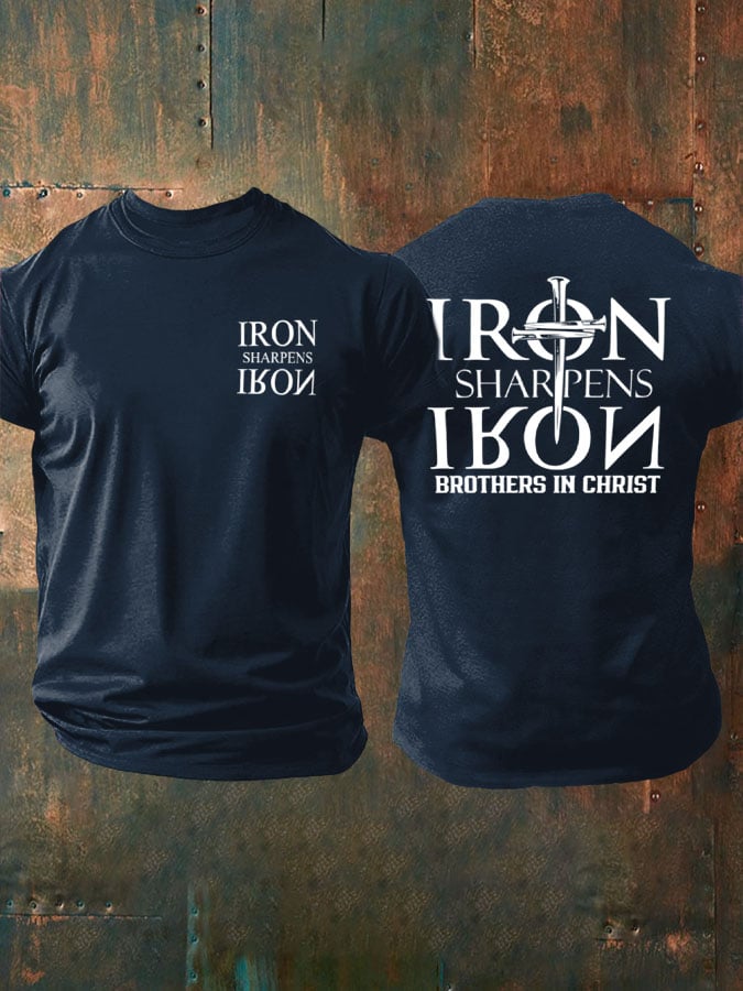 Hot Sale Picks Men's Iron Sharpen Iron Printed Christian T-shirt