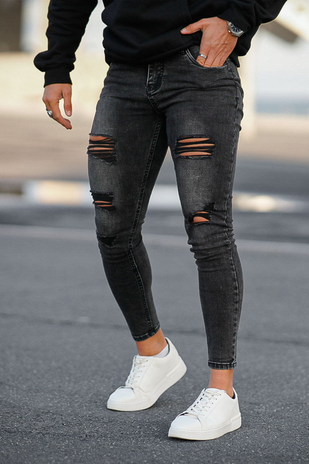 Men's Black Scratch Jean