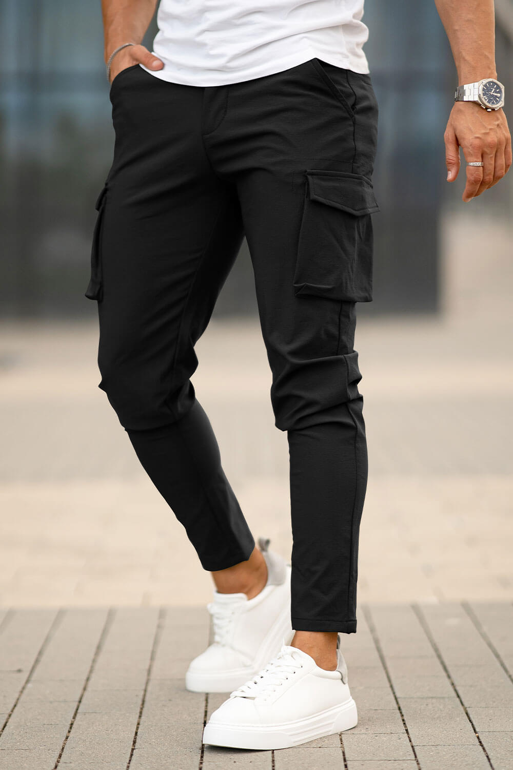 Men Casual Cargo Pant - Black