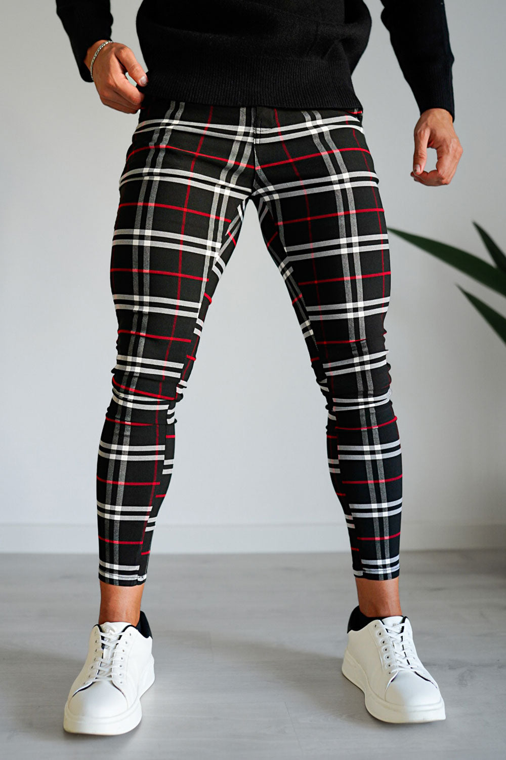 Men's Plaid Pant - Black And Red