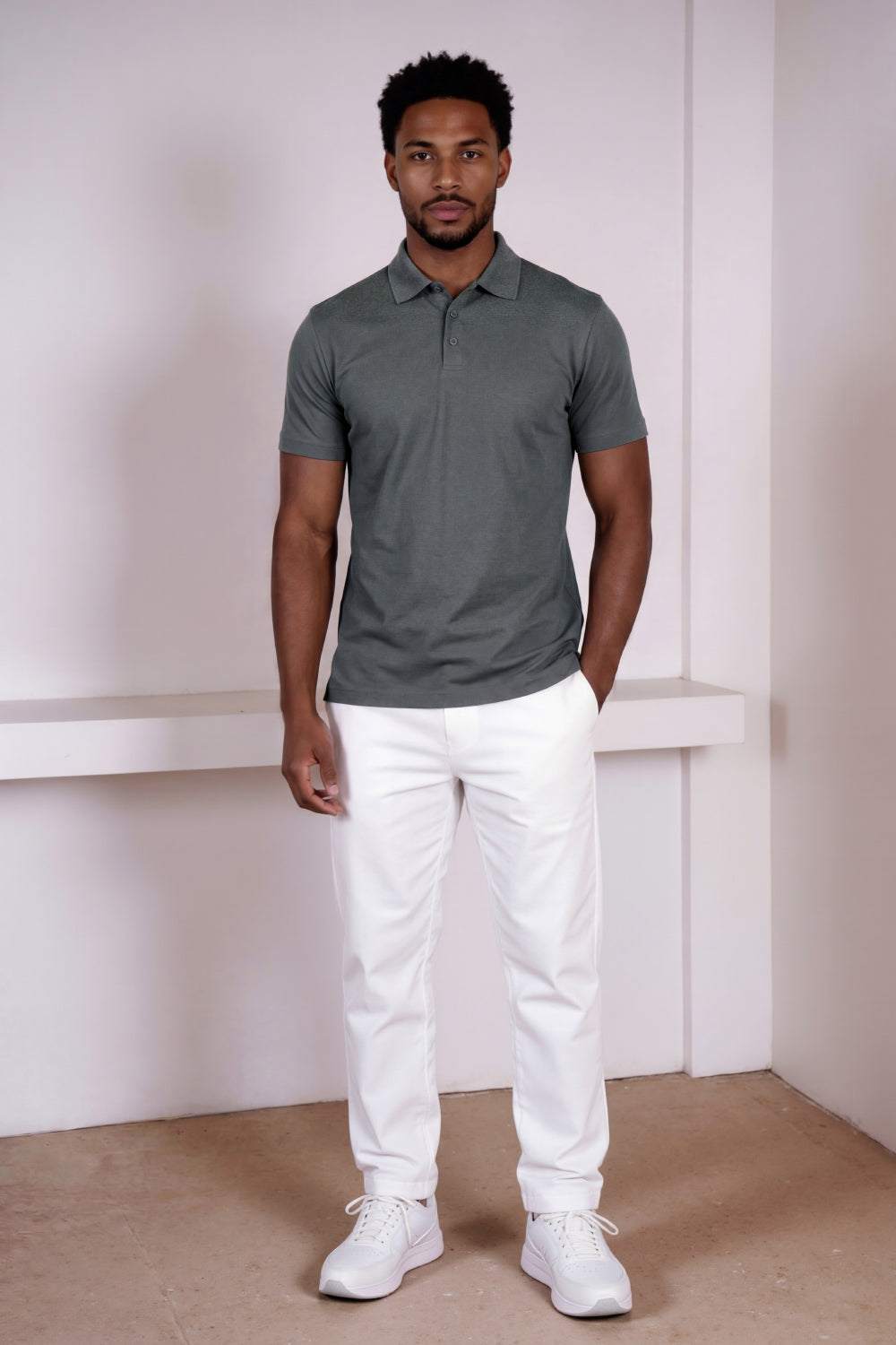 Men's Mercerized Cotton Short-Sleeved Polo Shirt - Grey