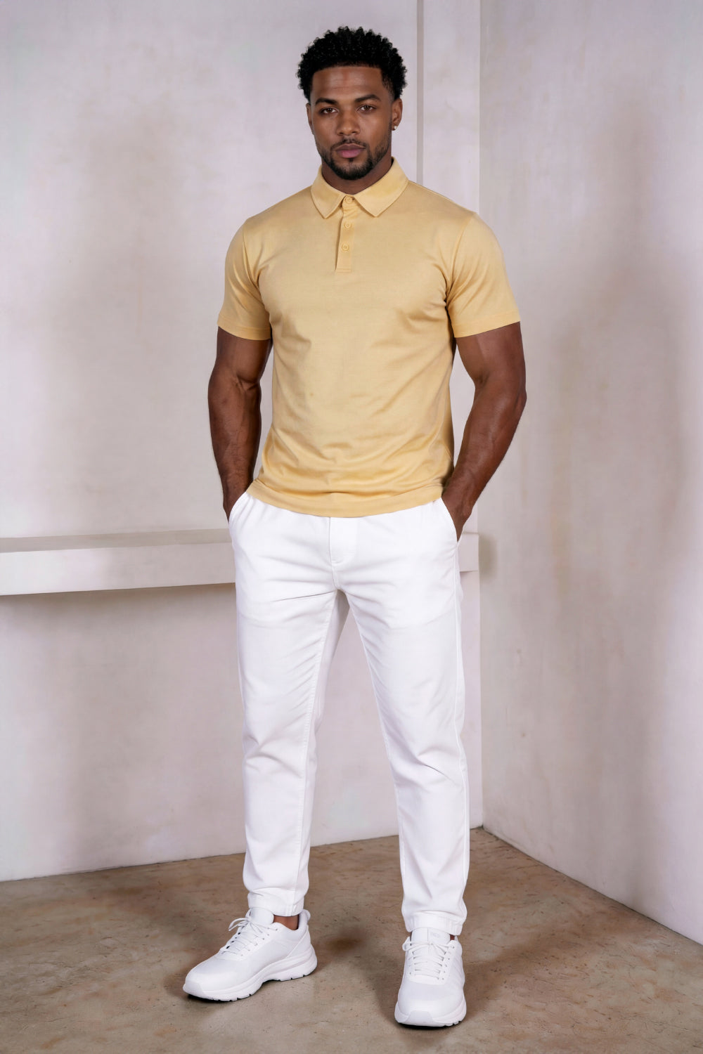 Men's Mercerized Cotton Short-Sleeved Polo Shirt - Light Khaki