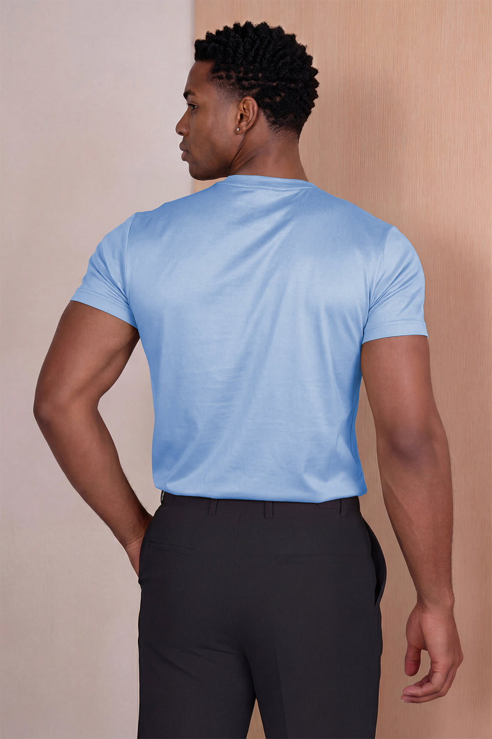 Men's Mercerized Cotton T-Shirt - Light Blue