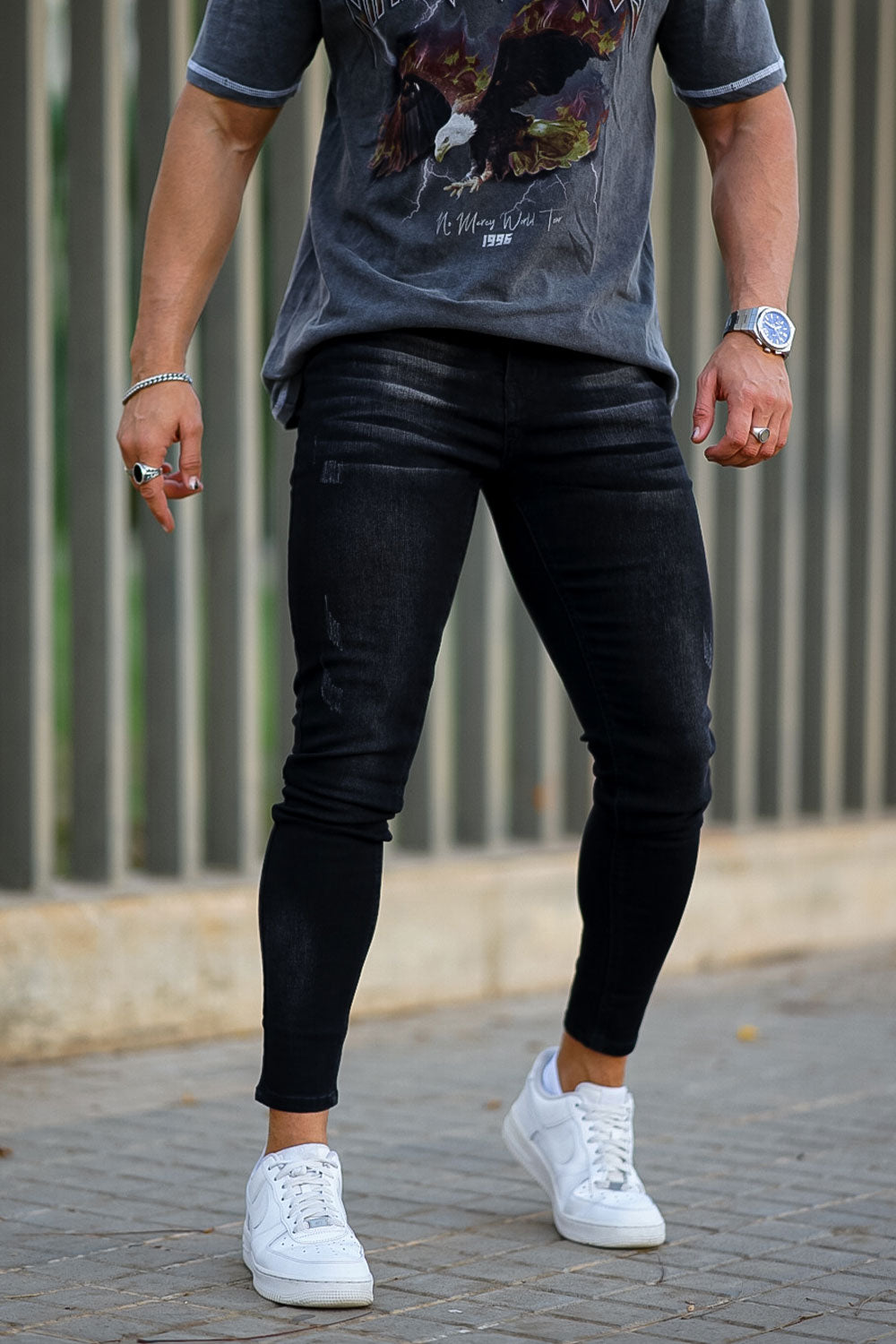 Mens Black Stylish Skinny Jeans Stretch Jeans For Men