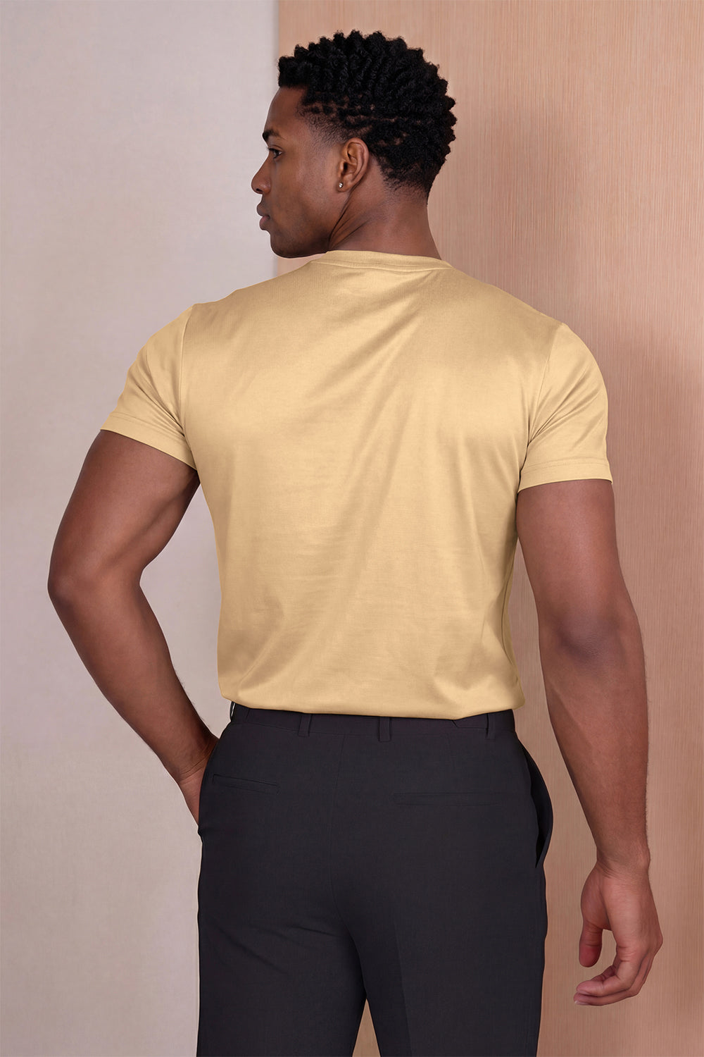 Men's Mercerized Cotton T-Shirt - Light Khaki