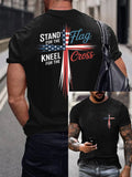 Hot Sale Picks Men's Stand For Flag Kneel For The Cross Print T-Shirt