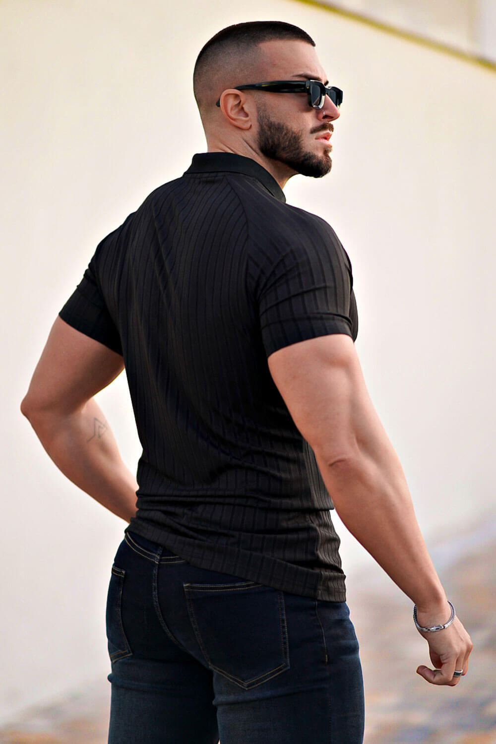 Men's Slim Fit Short Sleeve Polo Shirt - Black