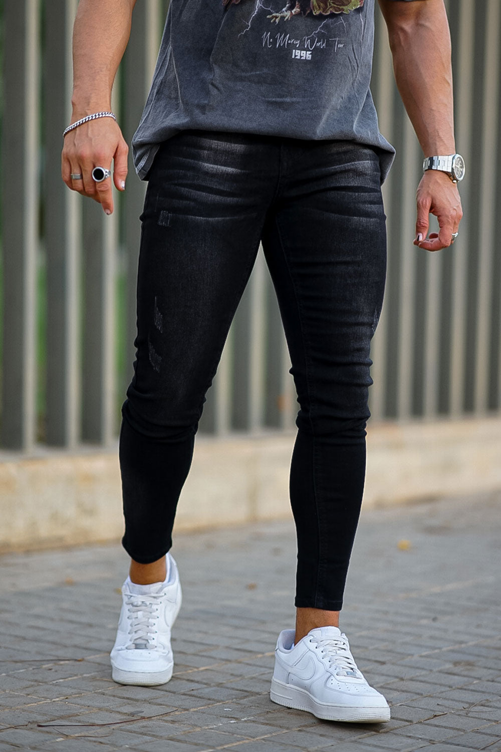 Mens Black Stylish Skinny Jeans Stretch Jeans For Men