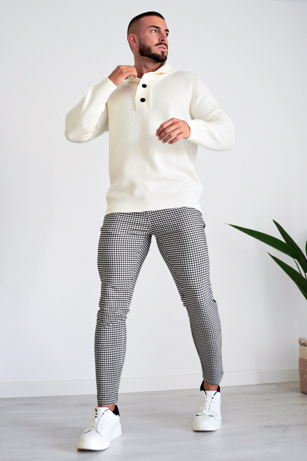 Men's Plaid Pant - Black & White