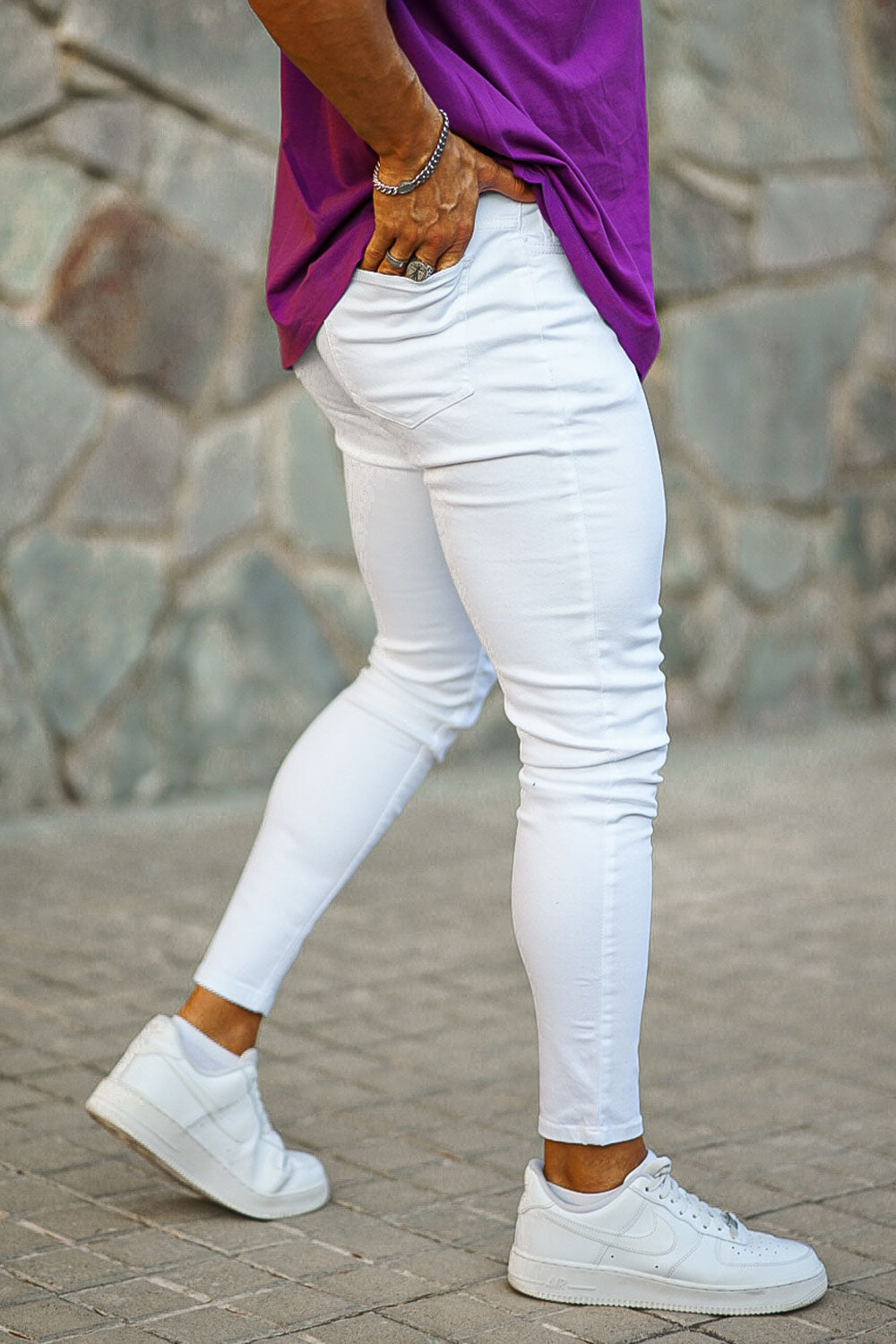 Mens Skinny Jean - White/ Black & Comfortable