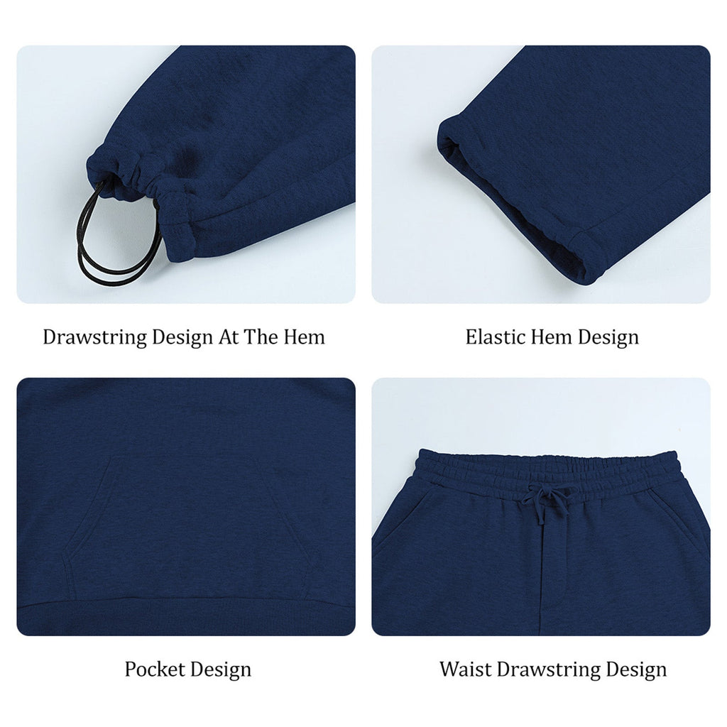 Men Pulloverl Hoodie Set - Blue