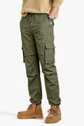 Men Straight Fit Cargo Pant - Green