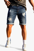 Men's Ripped Denim Short - Slim Fit