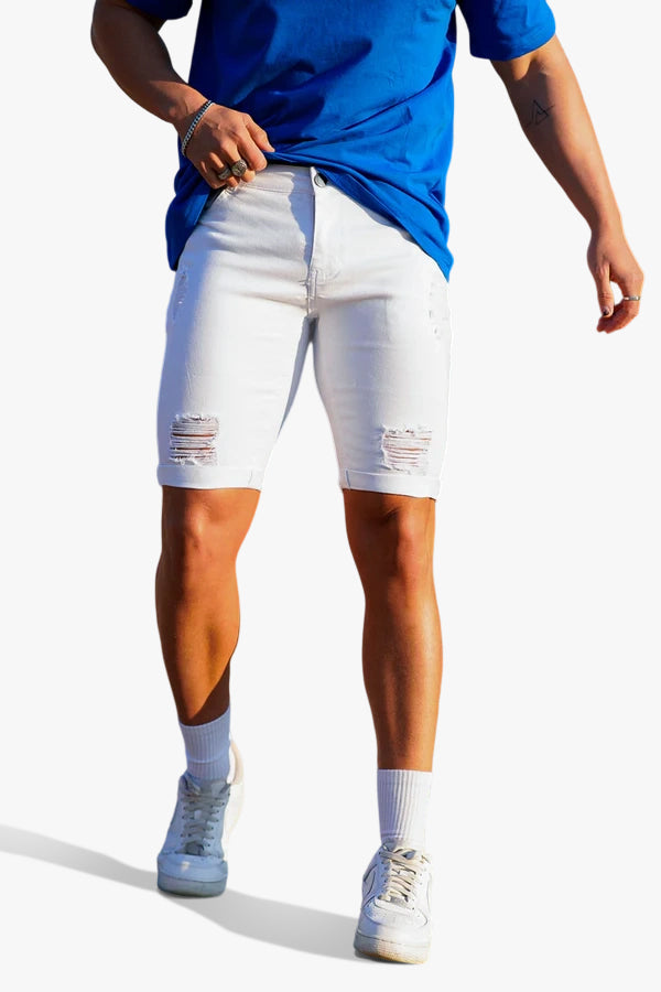 Men's White Denim Short