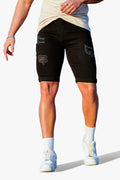 Men's Ripped Short Jean - Black
