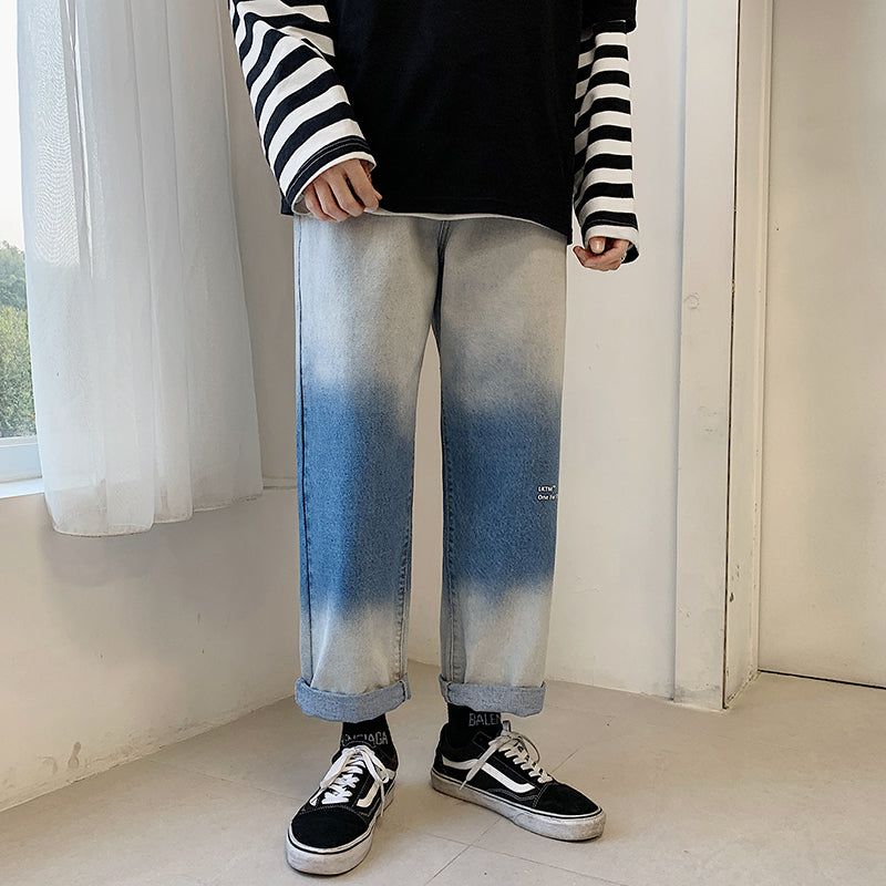 Men‘s Loose Personality Washed Wide Leg Jeans