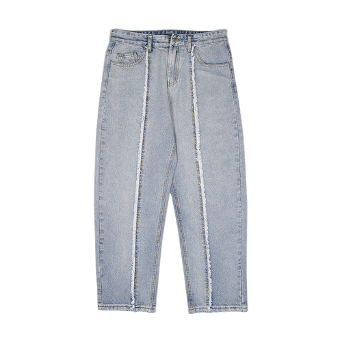 Men Straight Teenager Light Blue Retro Washed Pants