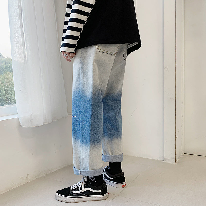 Men‘s Loose Personality Washed Wide Leg Jeans
