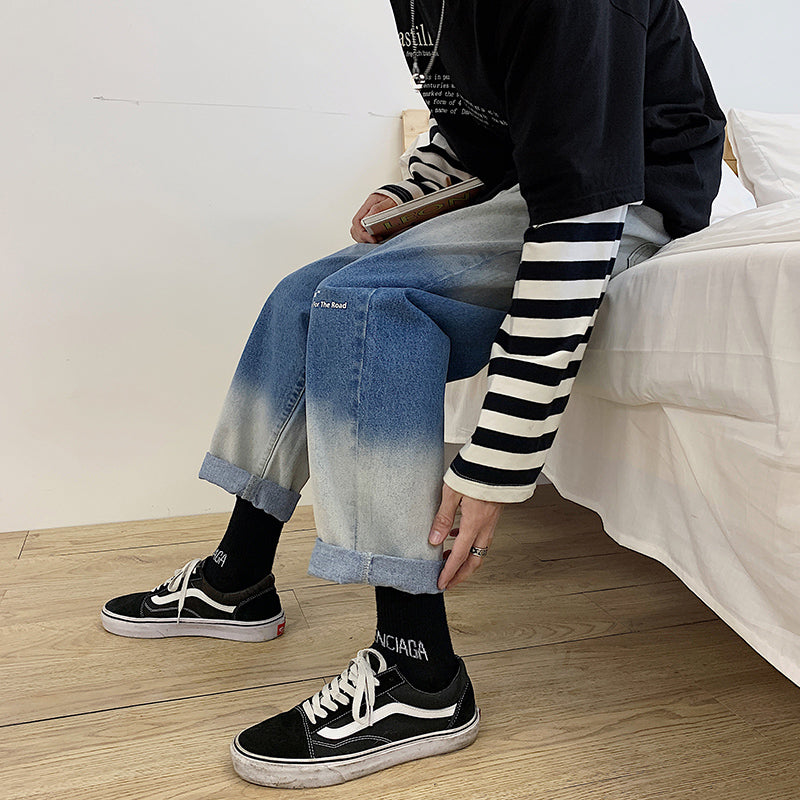 Men‘s Loose Personality Washed Wide Leg Jeans