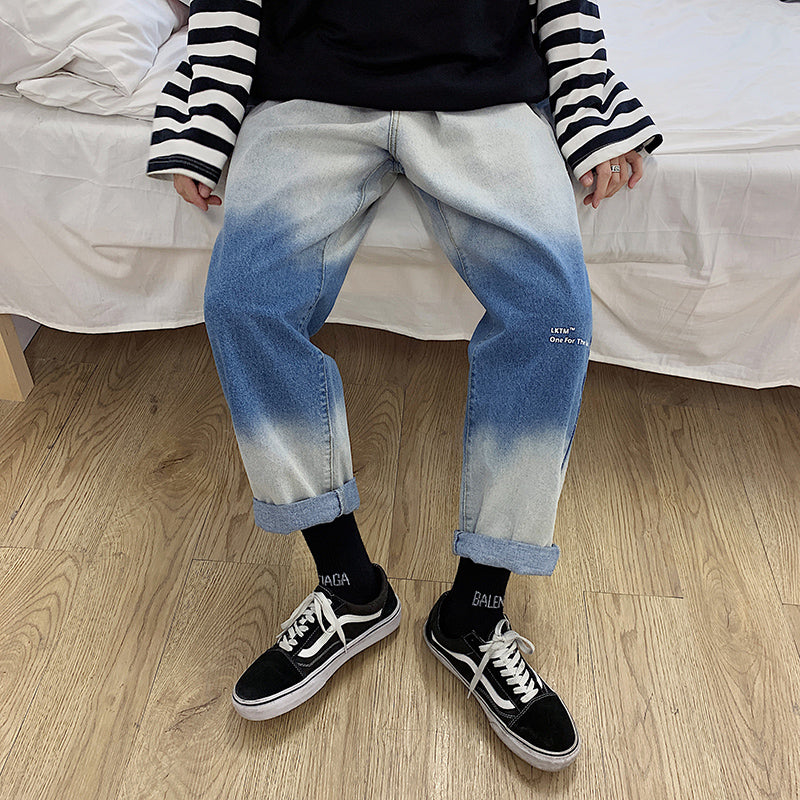Men‘s Loose Personality Washed Wide Leg Jeans