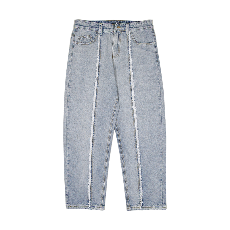 Men Straight Teenager Light Blue Retro Washed Pants