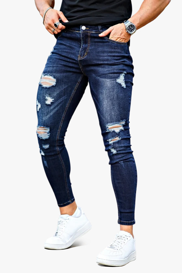Mens Ripped Skinny Jean - Blue