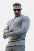 Men's Slim Fit Long Sleeve Polo Shirt - Grey