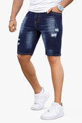 Men's Denim Short - Ripped And Dark Blue