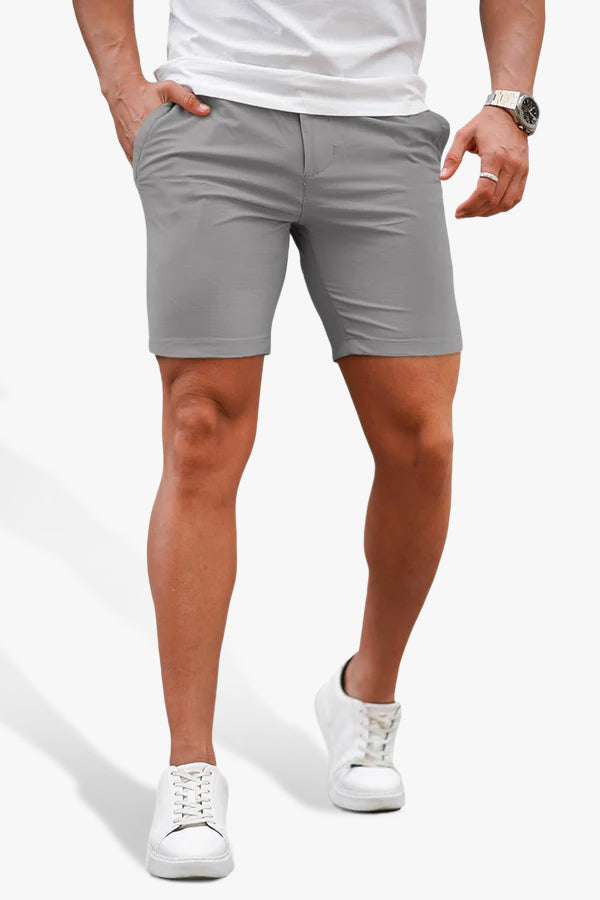 Mens Light Grey Stretch Chino Short