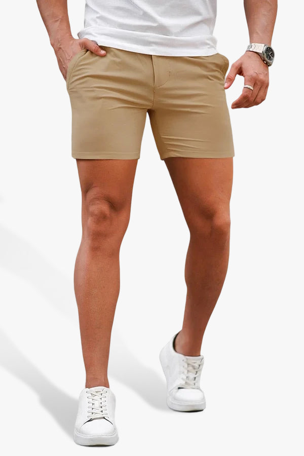 Mens Light Khaki Stretch Chino Short