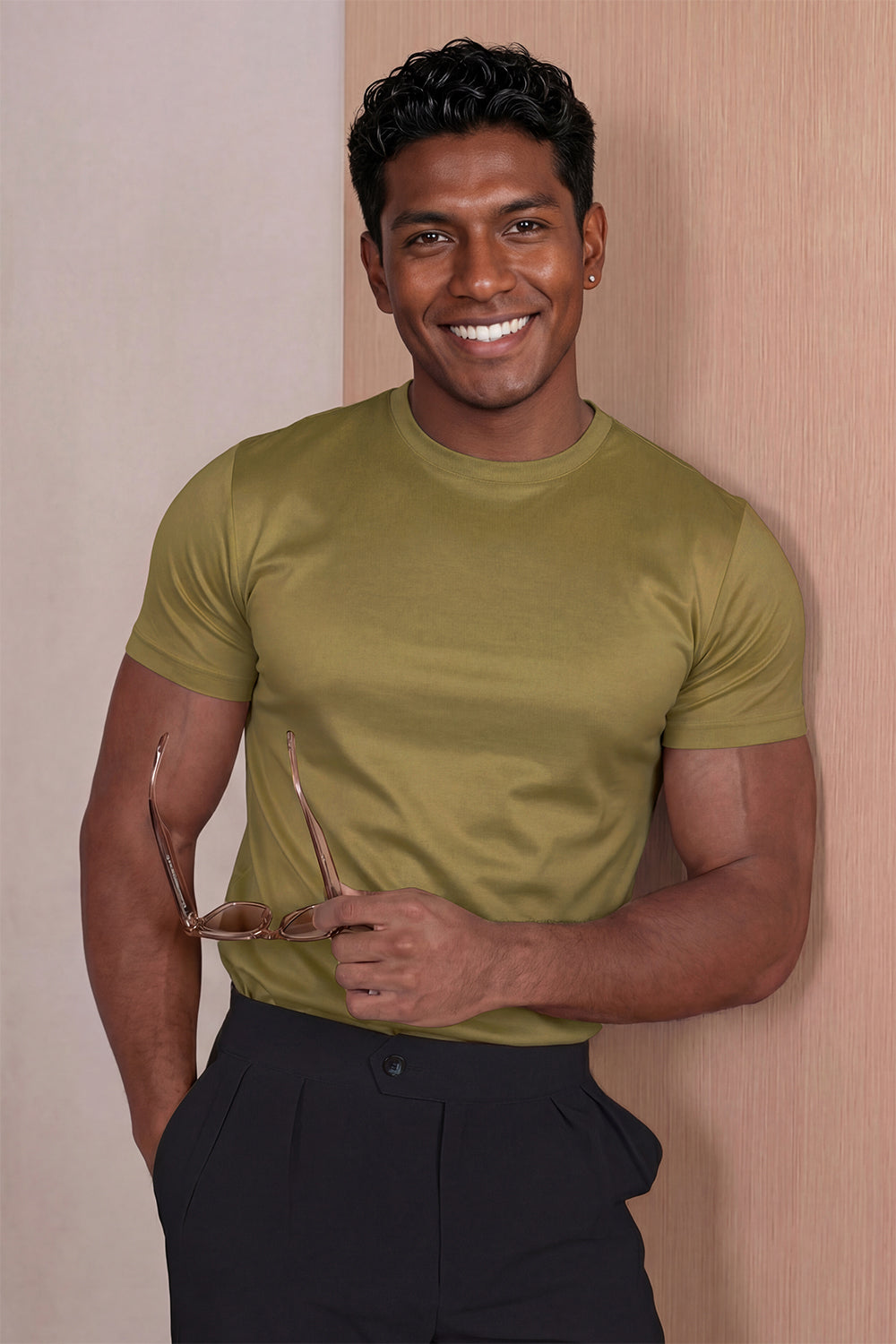 Men's Mercerized Cotton T-Shirt - Olive Green