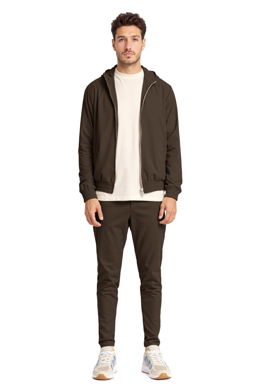 Men's Casual Hoodie Set - Brown