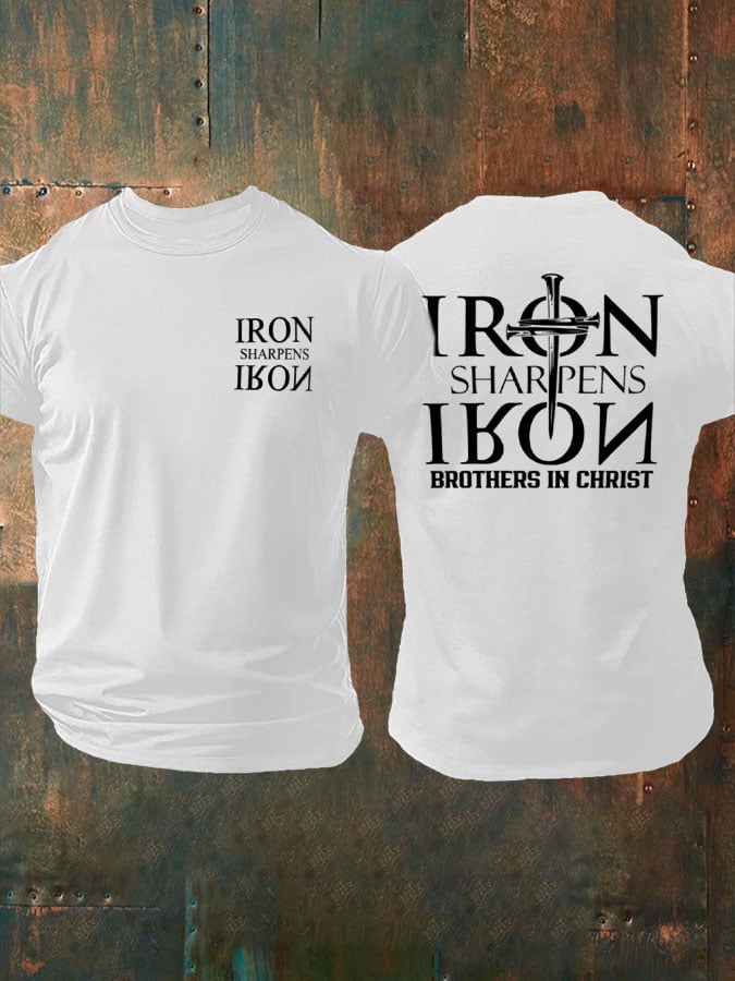 Hot Sale Picks Men's Iron Sharpen Iron Printed Christian T-shirt