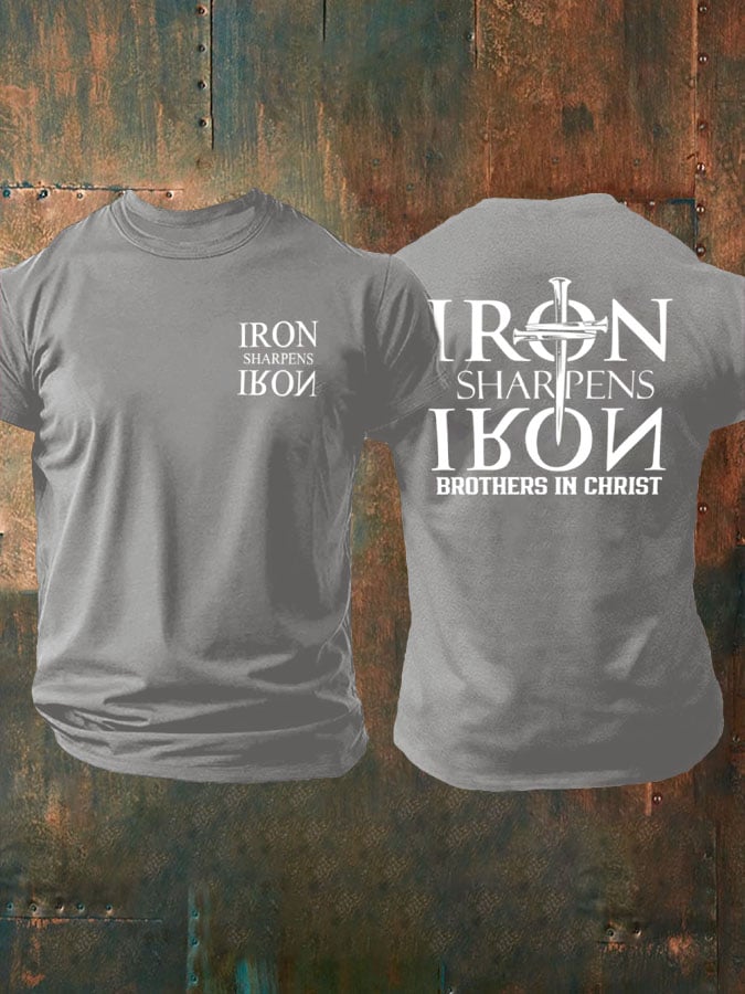 Hot Sale Picks Men's Iron Sharpen Iron Printed Christian T-shirt