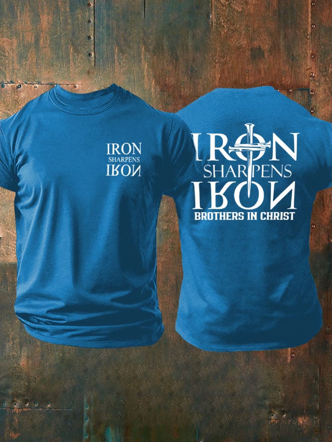 Hot Sale Picks Men's Iron Sharpen Iron Printed Christian T-shirt
