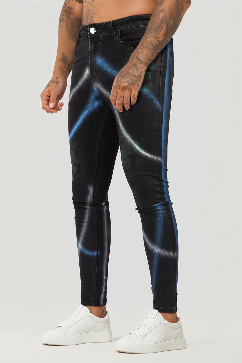 Men Spray Painting Skinny Jean - Black