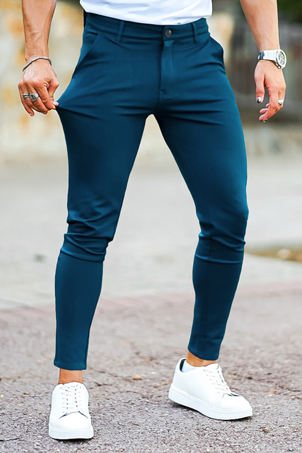 Mens Casual Pant - Process Blue