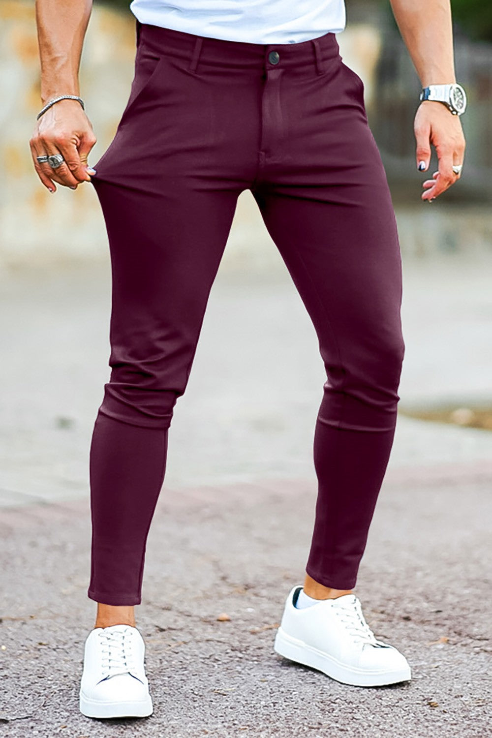 Mens Casual Pant - Wine